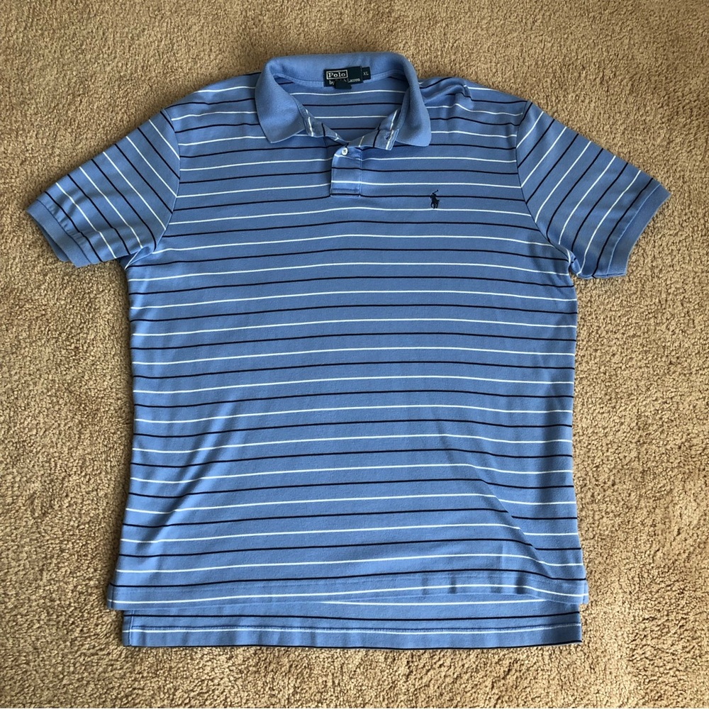 Men’s Polo by Ralph Lauren Light Blue Stripe XL